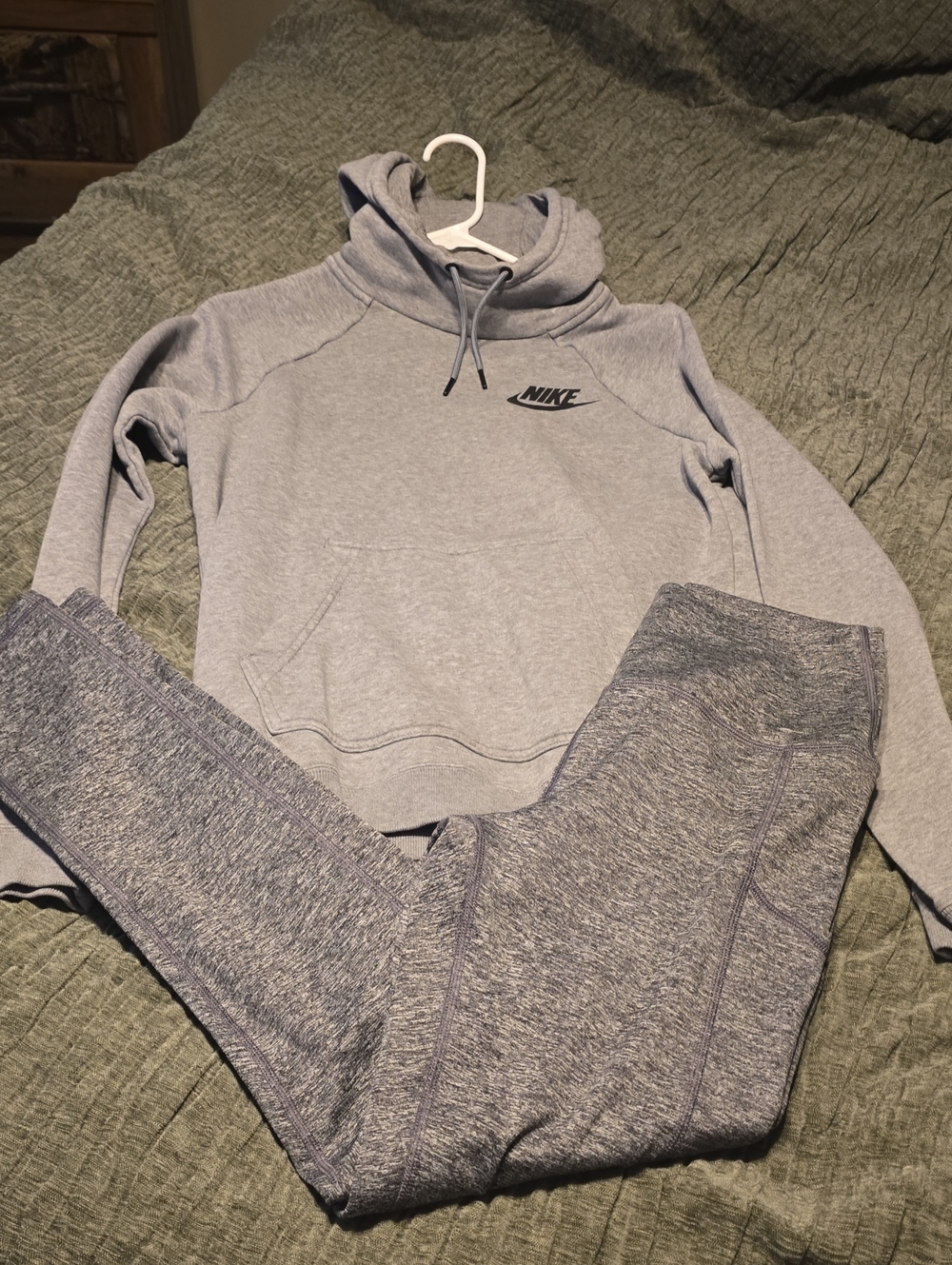 Nike Light Gray Hoodie and Heather Gray Leggings Like New